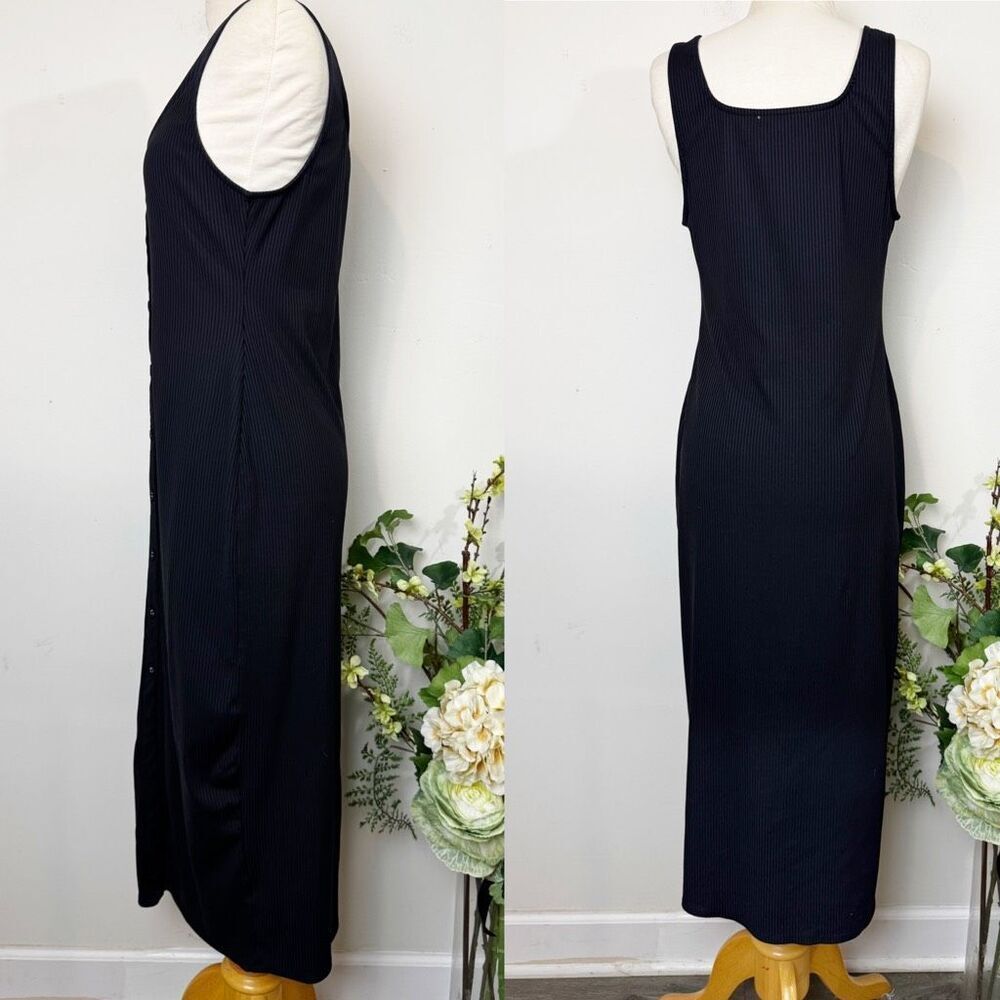 FOURTEENTH PLACE * square neck rib knit body-con midi dress | large | black - Picture 4 of 10